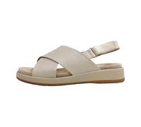 CAPRICE Damen Sandalen flach aus Leder mit Klettverschluss, Beige (Cream Perlato), 39 EU
