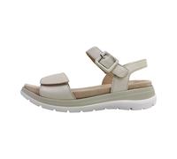 CAPRICE Damen Sandalen flach aus Leder mit Klettverschluss, Beige (Pearl Nappa), 37 EU