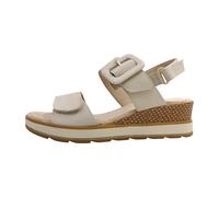 CAPRICE Damen Sandalen mit Absatz aus Leder mit Fußbett, Beige (Snow Nubuc), 42 EU