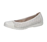 CAPRICE Damen Ballerinas aus Leder mit Lochmuster, Weiß (White Softnap.), 40 EU