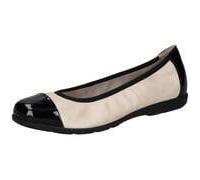 Caprice Damen Ballerinas aus Leder mit Lack, Mehrfarbig (Cream/Black), 39 EU