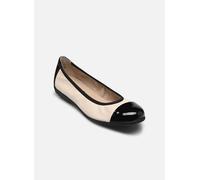 Caprice Damen Ballerinas aus Leder mit Lack, Mehrfarbig (Cream/Black), 39 EU