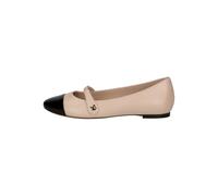 Riemchenballerina CAPRICE, Damen, Gr. 37,5, beige (beige, schwarz), Glattleder, Lackleder, klassisch, Schuhe, Bequemschuh, Businessschuh, Flats mit Klettverschluss-Riemchen (44928730-37,5) beige, schw