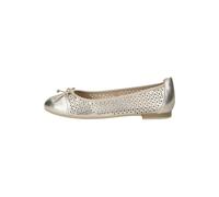 CAPRICE Damen Ballerinas aus Leder mit Lochmuster, Metallisch (Platin Metal.), 39 EU