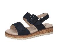 Caprice Damen Sandalen flach aus Leder mit Plateau - Blau (Ocean Suede) 39 EU