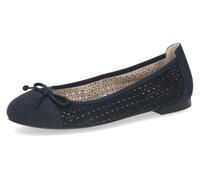 CAPRICE Damen Ballerinas aus Leder mit Lochmuster, Blau (Ocean Suede), 37 EU
