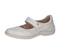 CAPRICE Comfort Damen Ballerinas aus Leder mit Riemchen, Weiß (White Nappa), 41 EU