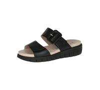 CAPRICE Comfort Damen Pantoletten aus Leder mit Klettverschluss, Schwarz (Black/Blk Sole), 37 EU