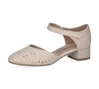 CAPRICE Comfort Damen Pumps mit Riemen aus Leder mit Blockabsatz, Cremefarben (Cream Perlato), 39 EU