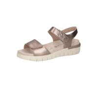 CAPRICE Comfort Damen Sandalen flach aus Leder mit Klettverschluss, Beige (Taupe Metallic), 37 EU