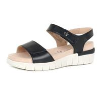 CAPRICE Comfort Damen Sandalen flach aus Leder mit Klettverschluss, Blau (Ocean Nappa), 37 EU