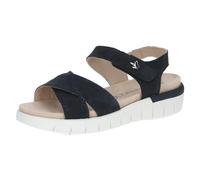 CAPRICE Comfort Damen Sandalen flach aus Leder mit Klettverschluss, Blau (Ocean Suede), 41 EU