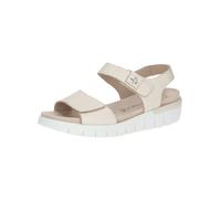 CAPRICE Comfort Damen Sandalen flach aus Leder mit Klettverschluss, Cremefarben (Cream Perlato), 36 EU
