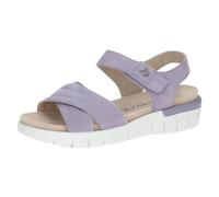 CAPRICE Comfort Damen Sandalen flach aus Leder mit Klettverschluss, Lila (Lavender Suede), 41 EU