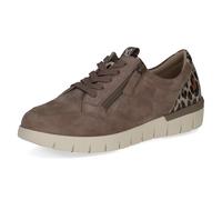CAPRICE Comfort Damen Sneaker flach aus Leder Mehrweite H, Beige (Taupe Comb), 39 EU