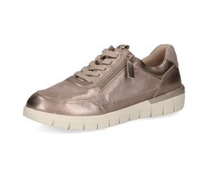 Caprice Comfort Damen Sneaker flach aus Leder Mehrweite H, Braun (Taupe Comb), 40 EU