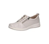 CAPRICE Comfort Damen Sneaker flach aus Leder mit Reißverschluss, Cremefarben (Pearl Per.Deer), 37 EU