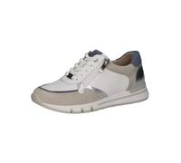 CAPRICE Comfort Damen Sneaker flach aus Leder mit Reißverschluss, Weiß (White/Silver), 38 EU