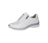 Caprice Damen Sneaker flach mit Reißverschluss Weiß/Silber Größe 40