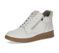 CAPRICE Comfort Damen Sneaker hoch aus Leder Mehrweite H, Weiß (Offwhite Comb), 39 EU