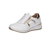 CAPRICE Comfort Damen Wedge Sneaker aus Leder mit Reißverschluss, Weiß (White/Lt Gold), 37 EU
