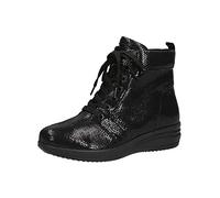 Caprice Comfort Leder flache Schnürstiefelette Schwarz 25257