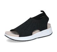 CAPRICE Damen Sandalen flach weiches Fußbett Bequem, Schwarz (Black Knit), 37 EU