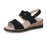 CAPRICE Damen Sandalen mit Absatz aus Leder mit Fußbett, Schwarz (Black Nubuc), 37 EU