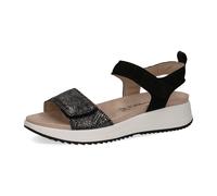 CAPRICE Damen Sandalen flach aus Leder mit Klettverschluss, Schwarz (Black Comb), 39 EU