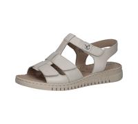 CAPRICE Damen Sandalen flach aus Leder mit Klettverschluss, Beige (Pearl Nappa), 36 EU