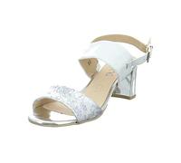 CAPRICE Damen 28302-928 Silber/Weiße Glattleder Sandalette Größe 38 EU Silver/White