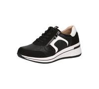 Keilsneaker CAPRICE, Damen, Gr. 39, schwarz-weiß (schwarz, weiß), Leder, sportlich, Schuhe, Freizeitschuh, Halbschuh, Schnürschuh mit Kontrastbesatz, Weite H (47505513-39) schwarz, weiß