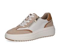 Plateausneaker CAPRICE "Caprice Sneaker Leder", Damen, Gr. 37, weiß, beige, Leder, Schuhe (34194026-37) weiß, beige