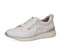 CAPRICE Damen Sneaker flach aus Leder mit Reißverschluss, Weiß (White Nappa), 39 EU