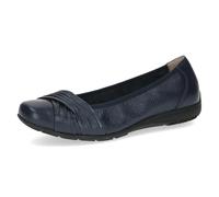 CAPRICE Damen Ballerinas aus Leder Bequem, Blau (Ocean Deer), 37 EU