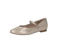 CAPRICE Damen Ballerinas aus Leder mit Klettverschluss, Gold (Offwh/Lt Gold), 41 EU