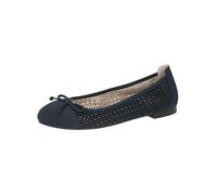CAPRICE Damen Ballerinas aus Leder mit Lochmuster, Blau (Ocean Suede), 37 EU