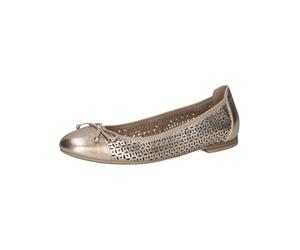 CAPRICE Damen Ballerinas aus Leder mit Lochmuster, Metallisch (Platin Metal.), 36 EU