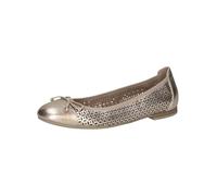 CAPRICE Damen Ballerinas aus Leder mit Lochmuster, Metallisch (Platin Metal.), 37 EU