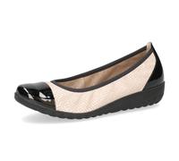 CAPRICE Damen Ballerinas aus Leder Runde Spitze, Beige (Beige Comb), 37 EU
