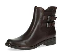 CAPRICE Damen Chelsea Boots aus Leder mit Schnallen und Reißverschluss Weite G, Braun (Dk Brown Nappa), 36 EU