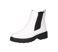 CAPRICE Damen Chelsea Boots Kleiner Absatz Elegant, Weiß (White Naplak), 40 EU