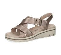 Caprice Damen Flache Sandale aus Leder, Braun (TAUPE METALLIC), 37