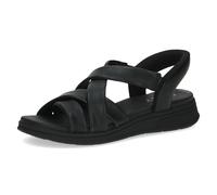 Caprice Damen Flache Sandale aus Leder, Schwarz (BLACK SOFTNAP.), 37