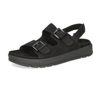 Caprice Damen Flache Sandale aus Leder, Schwarz (BLACK SUEDE), 39
