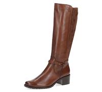 CAPRICE Damen Hohe Stiefel mit Absatz Airmotion aus Leder bis zum Knie Weite G, Braun (Cognac Comb), 37.5 EU