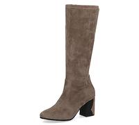 CAPRICE Damen Hohe Stiefel mit Absatz Memotion bis zum Knie Blockabsatz Weite G, Braun (Taupe Stretch), 38 EU