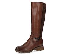 CAPRICE Damen Hohe Stiefel ohne Absatz Airmotion aus Leder bis zum Knie Weite G, Braun (Cognac Comb), 38.5 EU