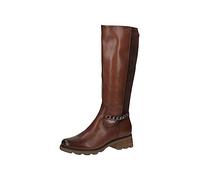CAPRICE Damen Hohe Stiefel ohne Absatz Airmotion aus Leder bis zum Knie Weite G, Braun (Cognac Comb), 39 EU
