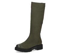 CAPRICE Damen Hohe Stiefel ohne Absatz Airmotion aus Leder Plateau Weite G, Grün (Cactus Nubuc), 37 EU